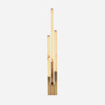 Trelune Column Floor Lamp | Alabaster and Brass | Full view illuminated on pure white background | Severn Lighting