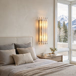 Veraune Bar Wall Sconce | Alabaster and Brass | Bedside wall-mounted lighting in a luxury master bedroom | Severn Lighting