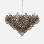 Vespera Tiered Smoked Glass Chandelier | Textured Smoked Glass | Full front studio view isolated on a plain background showing the inverted pyramid shape | Severn Lighting