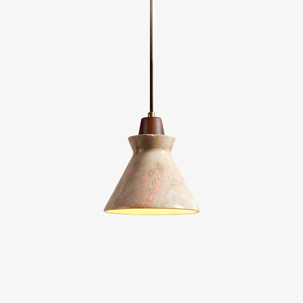 Vintage Conical Travertine Pendant Lamp