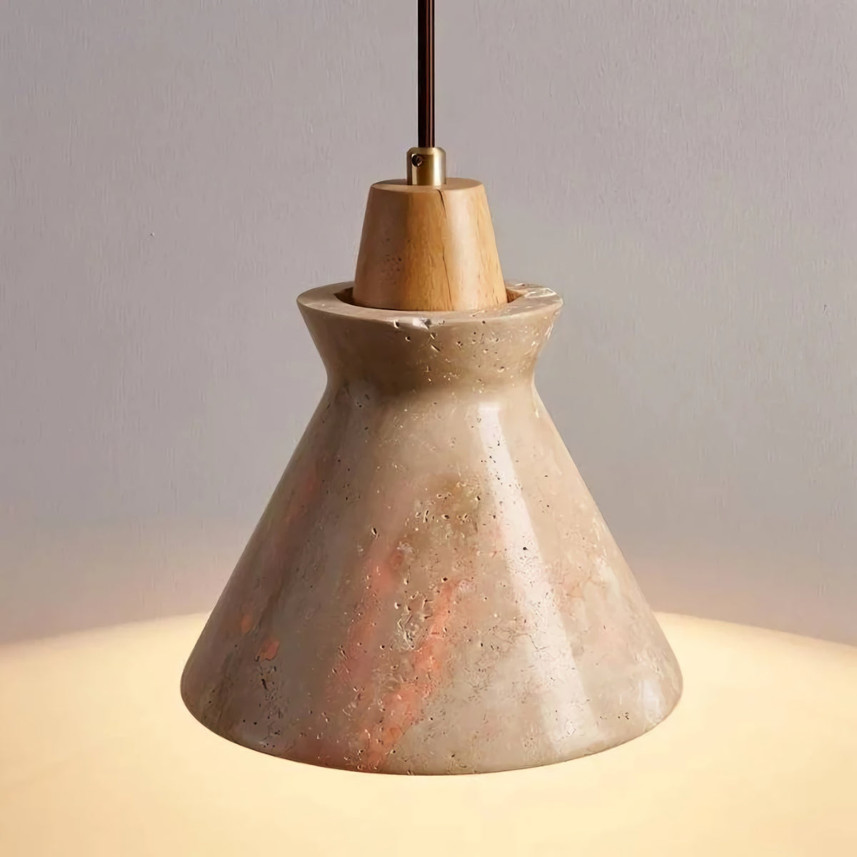 Vintage Conical Travertine Pendant Lamp