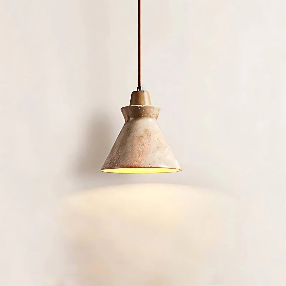 Vintage Conical Travertine Pendant Lamp