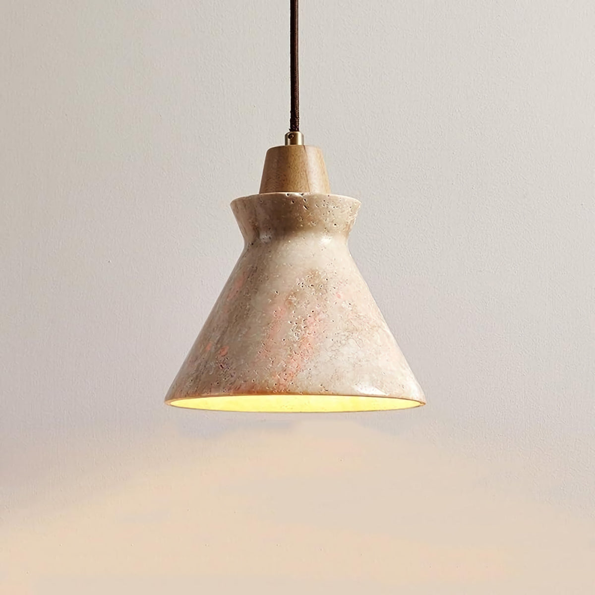 Vintage Conical Travertine Pendant Lamp