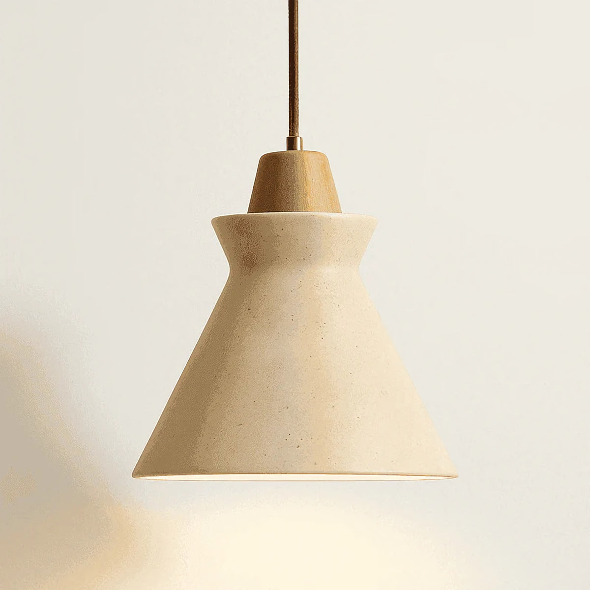 Vintage Conical Travertine Pendant Lamp