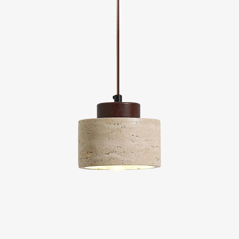 Vintage Cylindrical Travertine Pendant Light