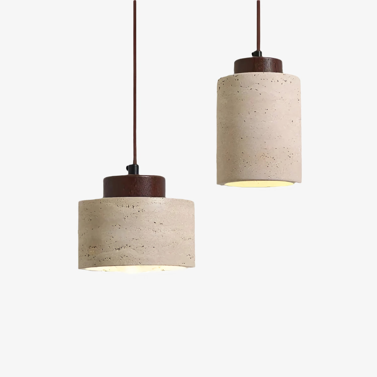 Vintage Cylindrical Travertine Pendant Light