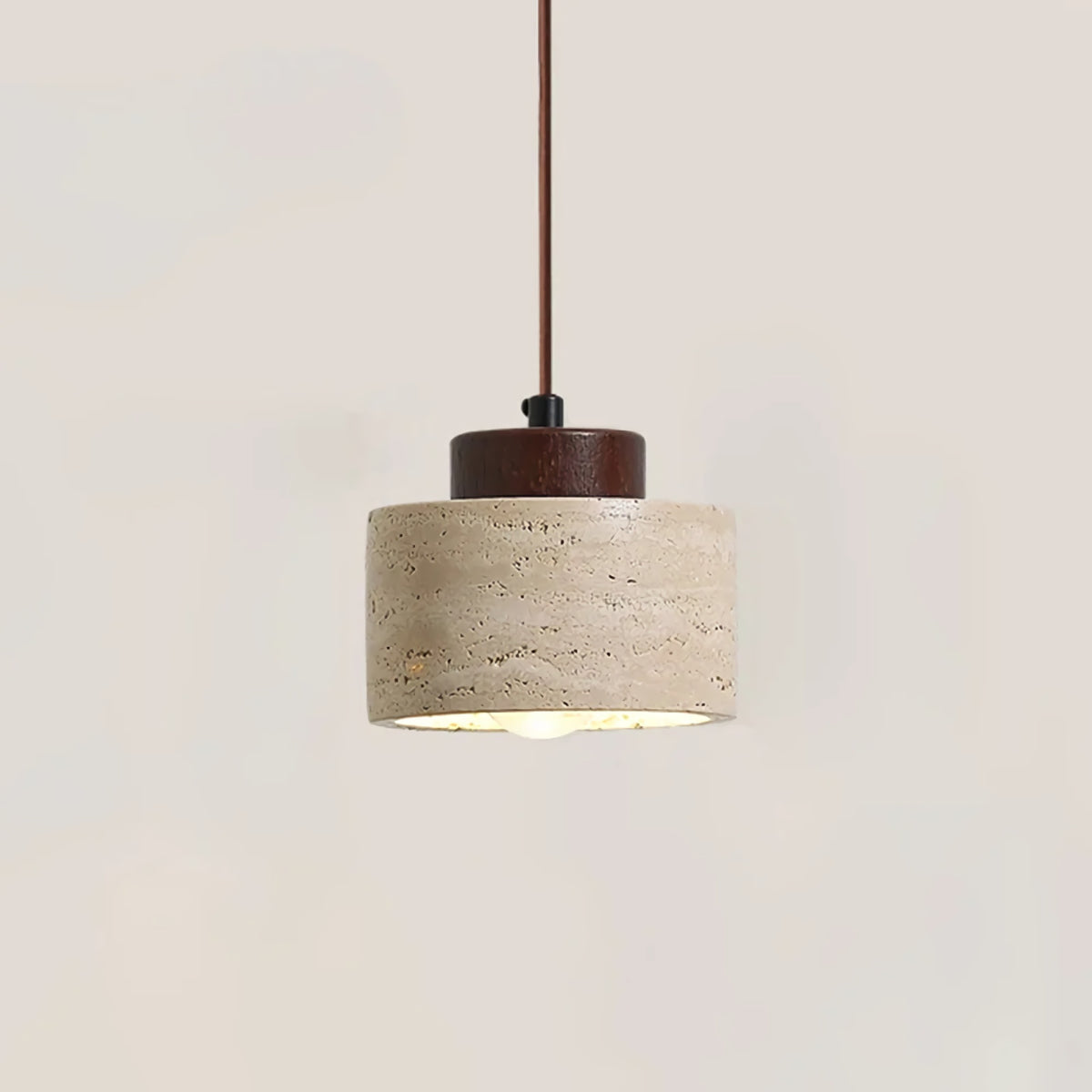 Vintage Cylindrical Travertine Pendant Light
