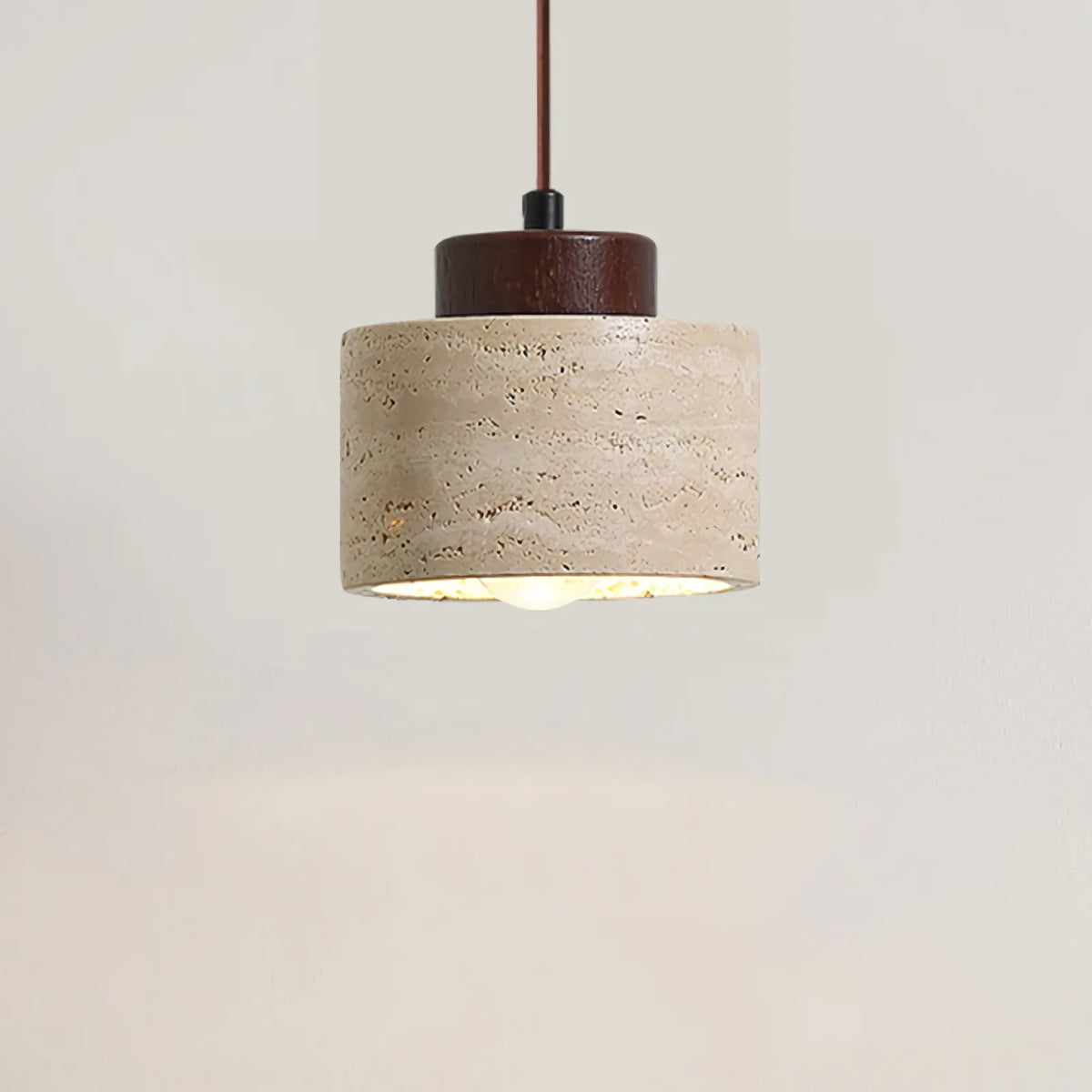 Vintage Cylindrical Travertine Pendant Light