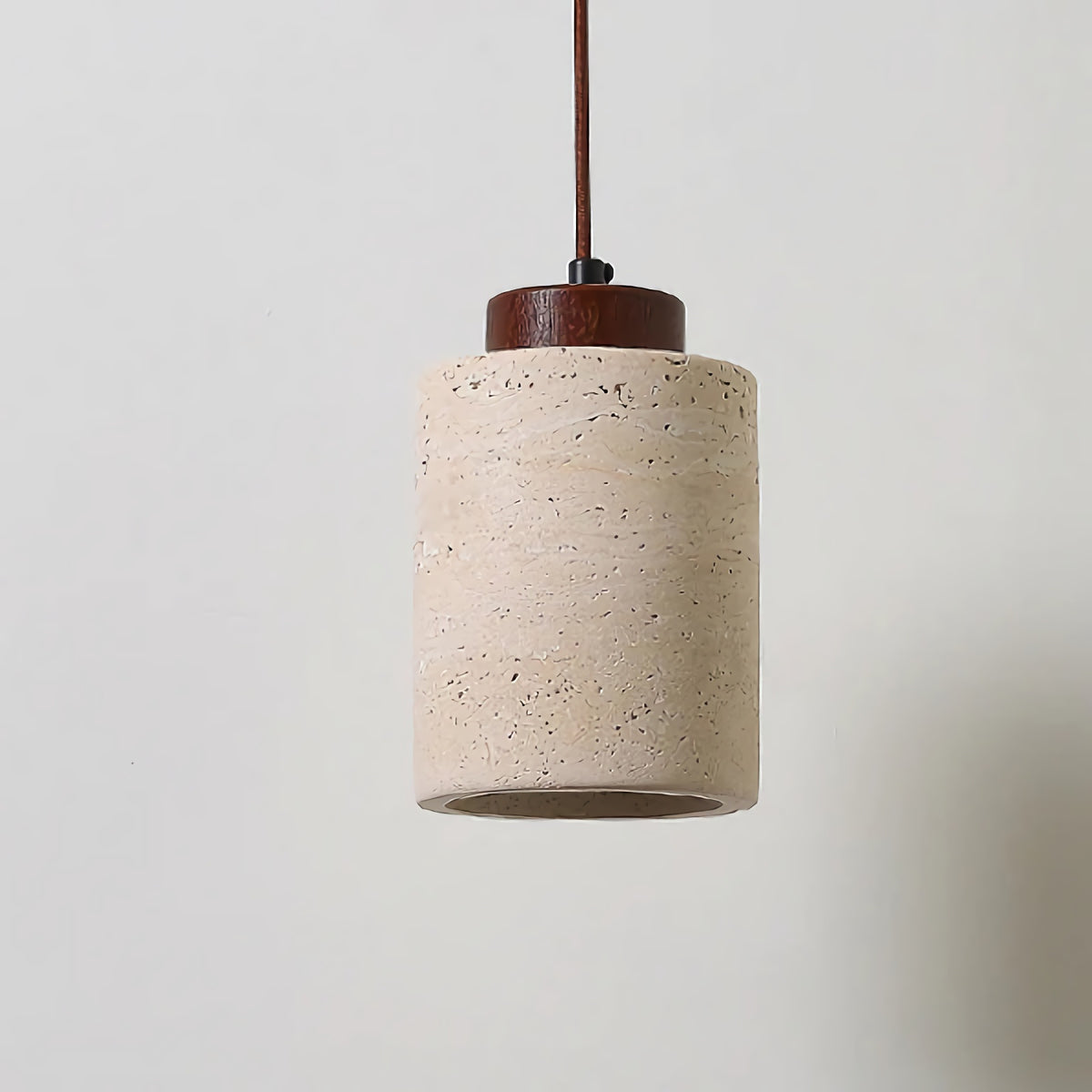 Vintage Cylindrical Travertine Pendant Light