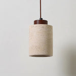 Vintage Cylindrical Travertine Pendant Light