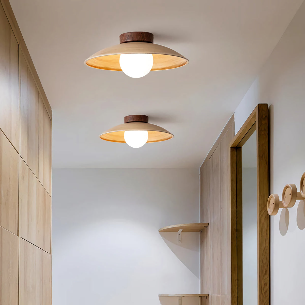 Vintage Wood Dome Ceiling Light
