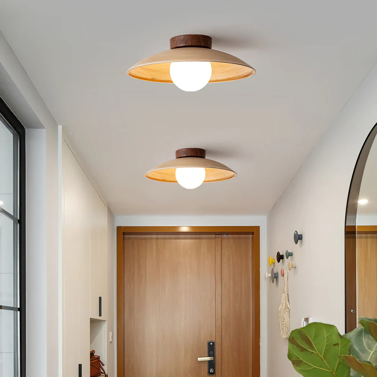 Vintage Wood Dome Ceiling Light