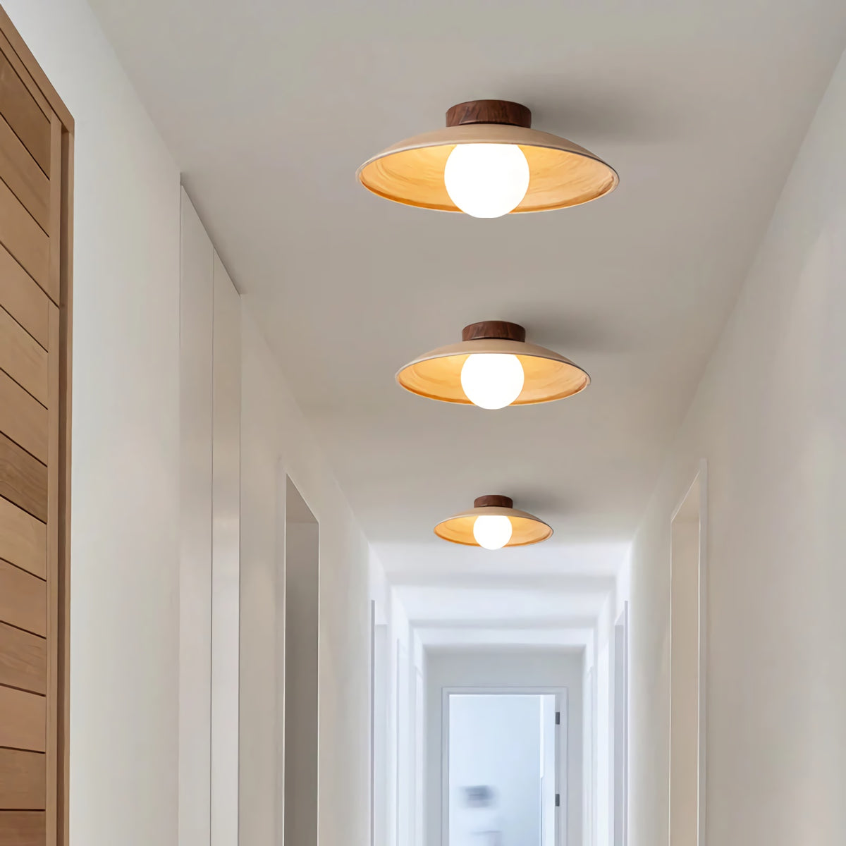 Vintage Wood Dome Ceiling Light