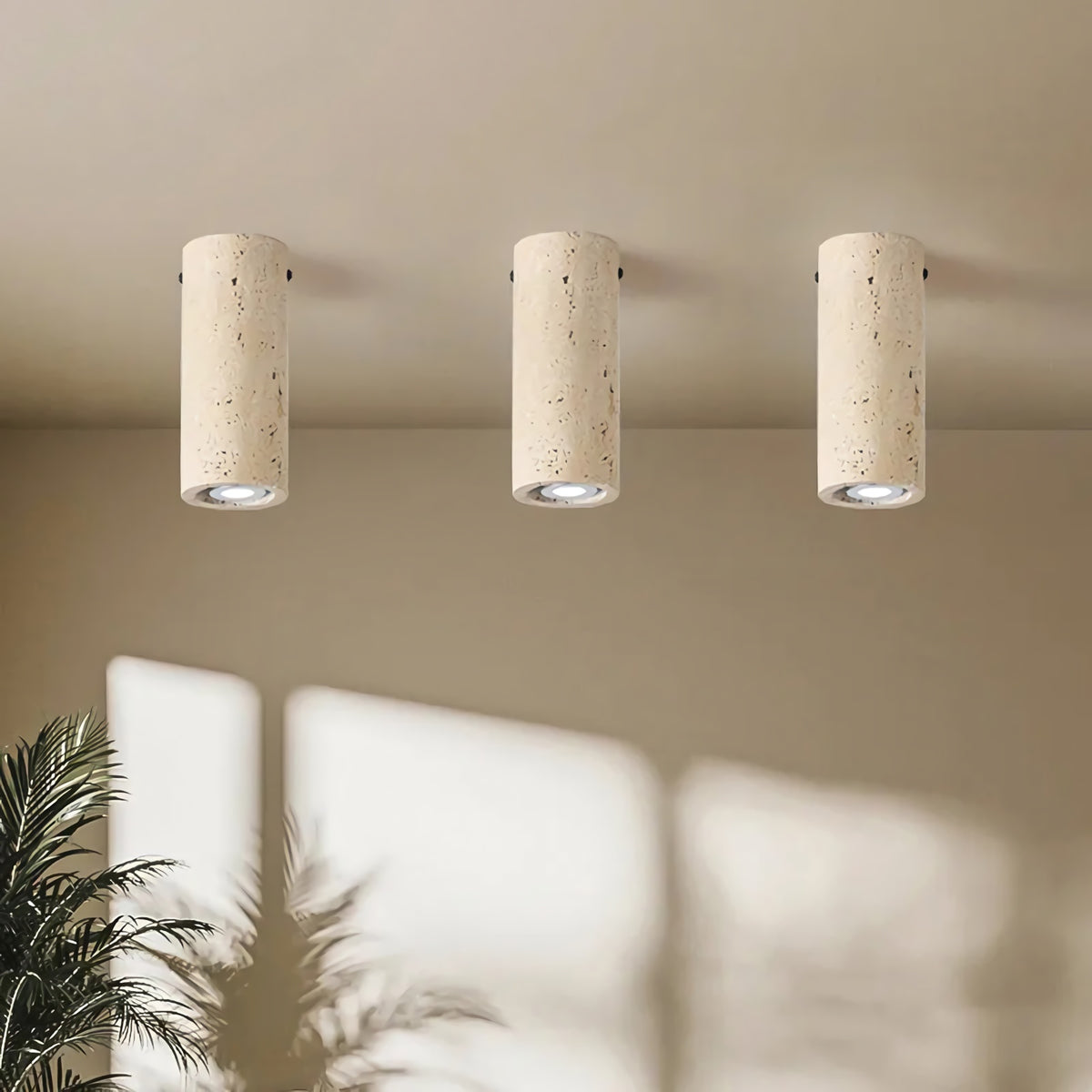 Wabi Sabi Cylinder Travertine Ceiling Lamp
