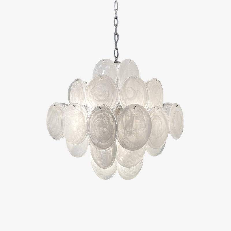 White Murano Disc Chandelier