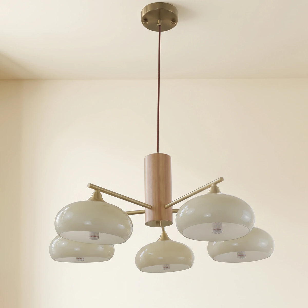 Wrenley Cream Glass Mid-Century Chandelier