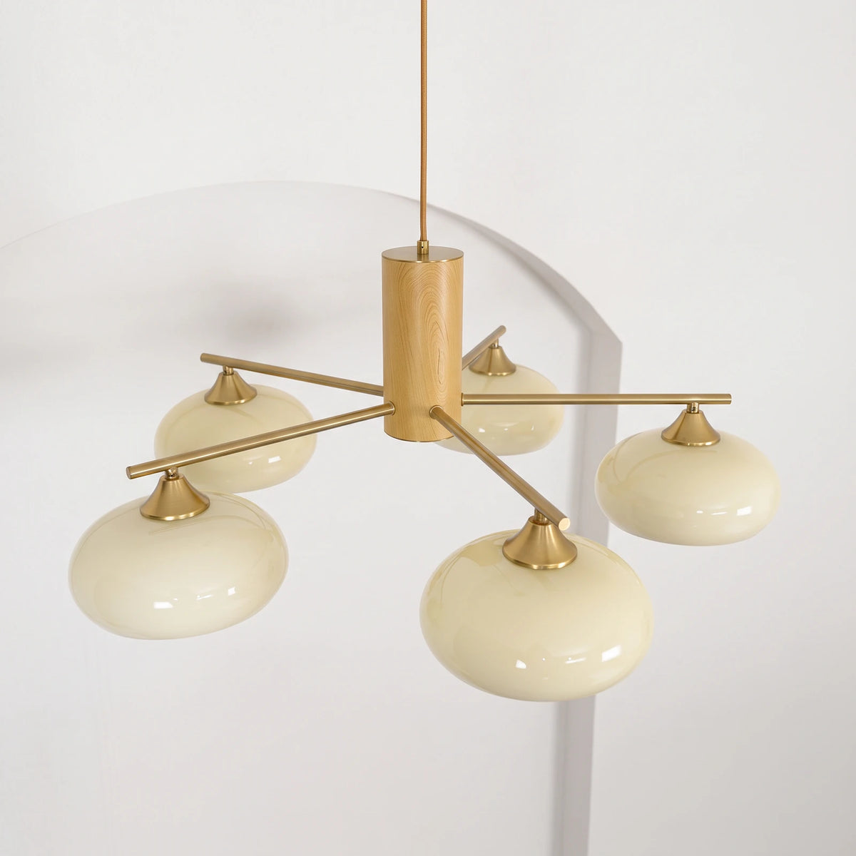 Wrenley Cream Glass Mid-Century Chandelier