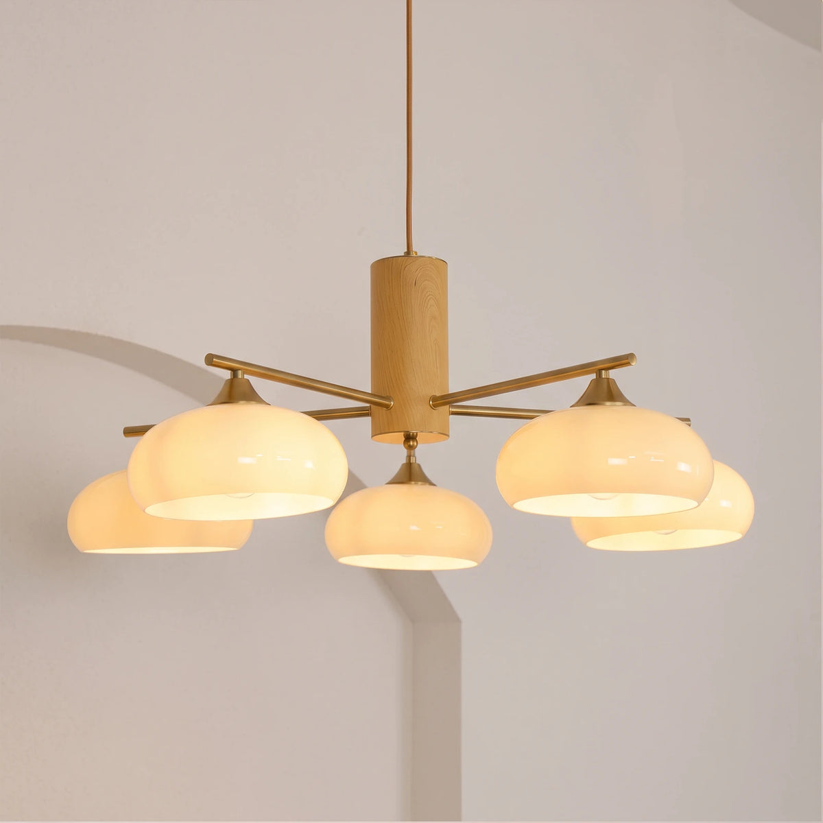 Wrenley Cream Glass Mid-Century Chandelier