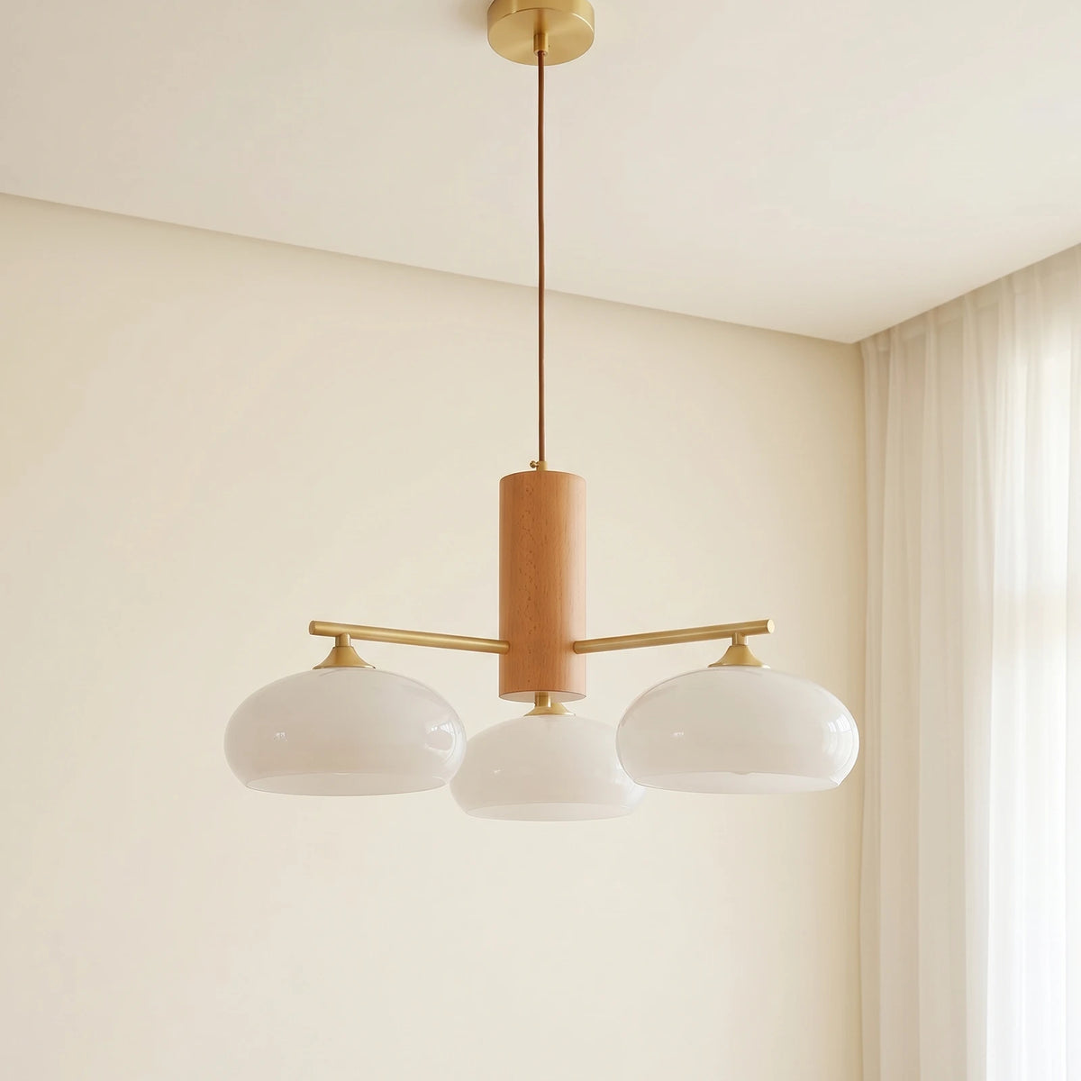 Wrenley Cream Glass Mid-Century Chandelier