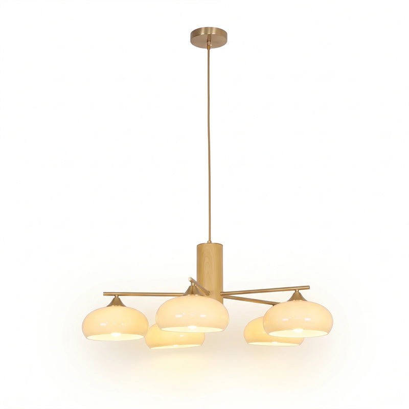 Wrenley Cream Glass Mid-Century Chandelier