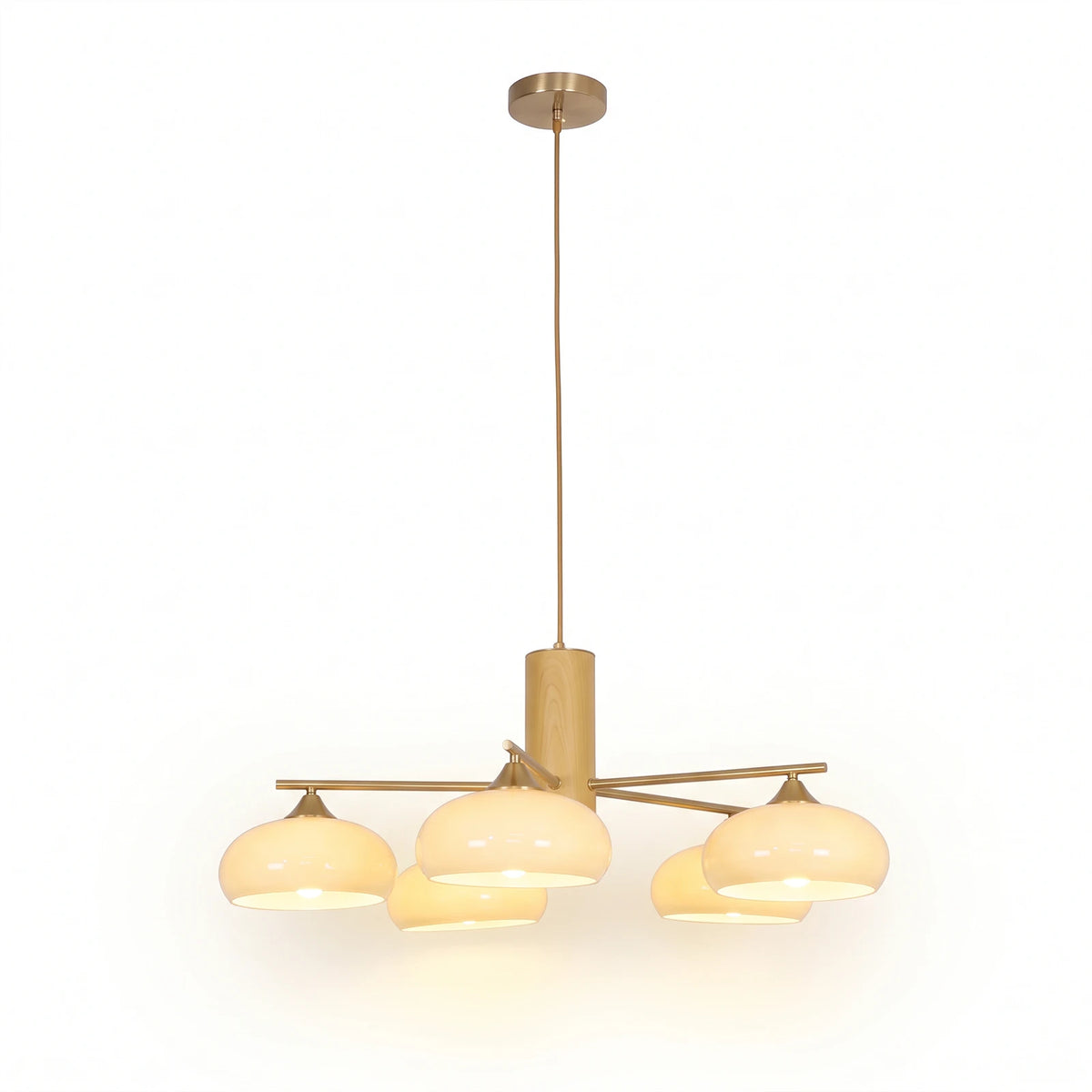 Wrenley Cream Glass Mid-Century Chandelier