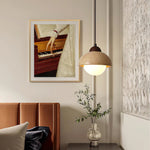 Yellow Travertine Dome Pendant Light