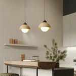 Yellow Travertine Dome Pendant Light