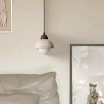 Yellow Travertine Dome Pendant Light