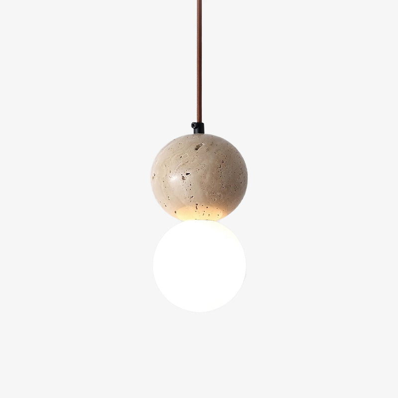 Yellow Travertine Stone Art Pendant Light