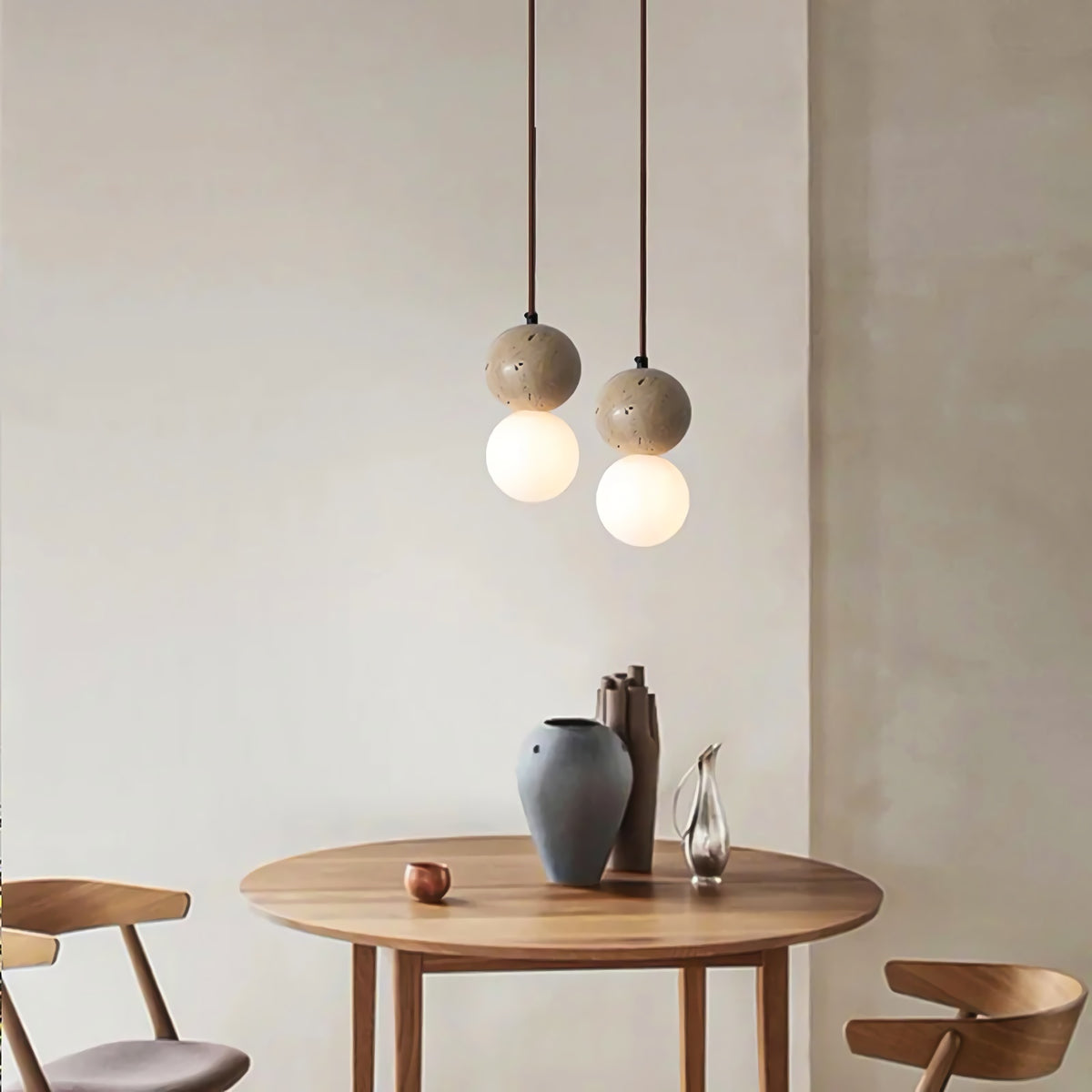 Yellow Travertine Stone Art Pendant Light