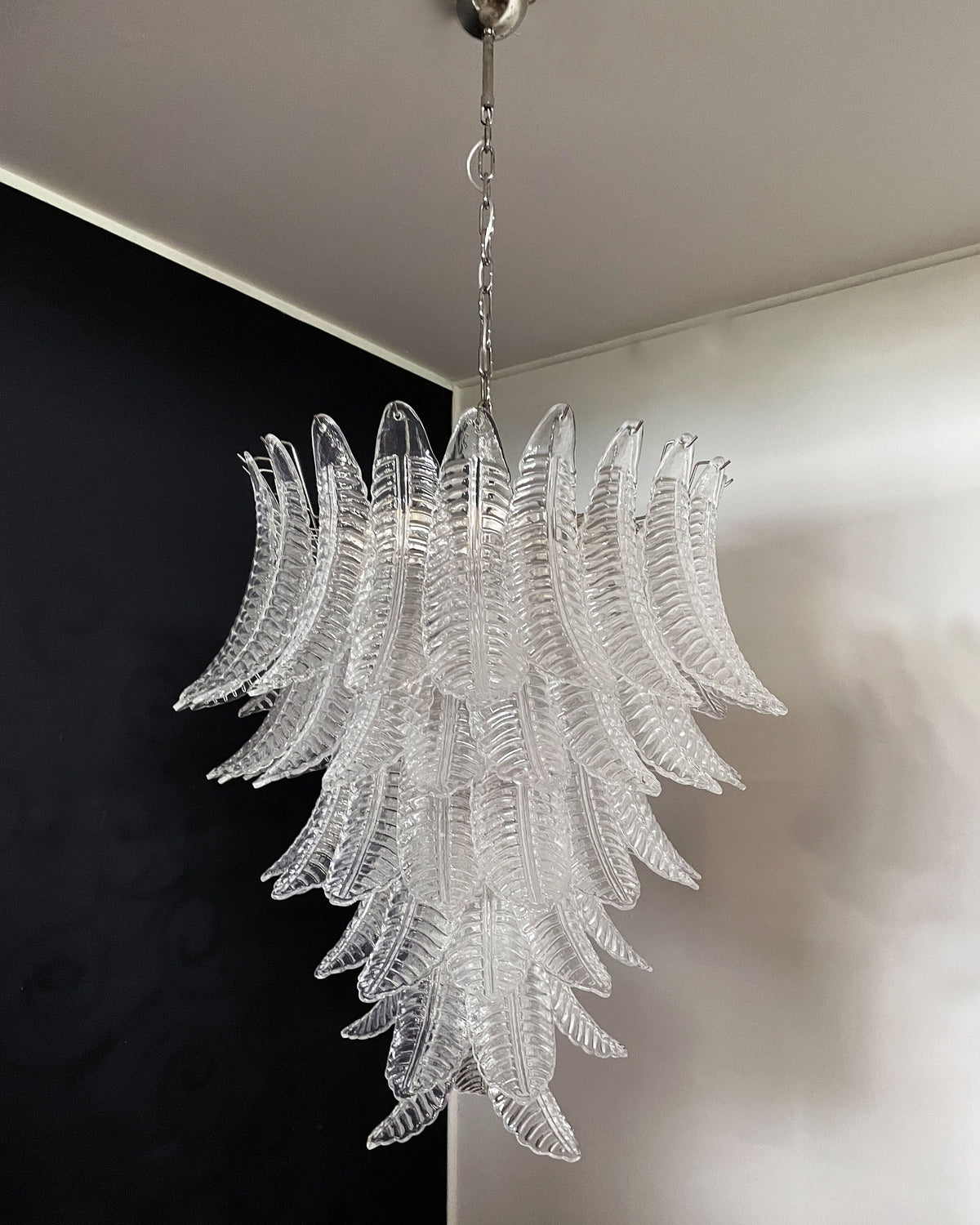 Italian Murano leaf glass chandelier