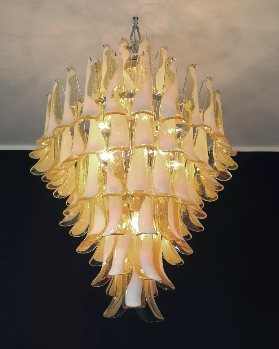 Elongated Murano hand-blown glass chandelier