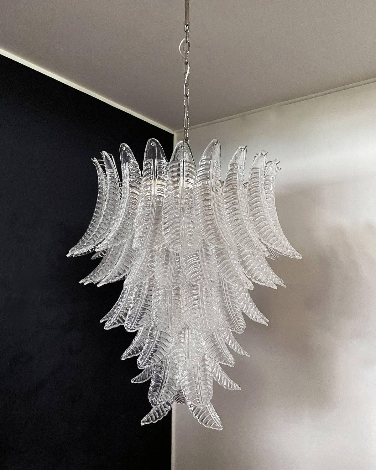 Italian Murano leaf glass chandelier