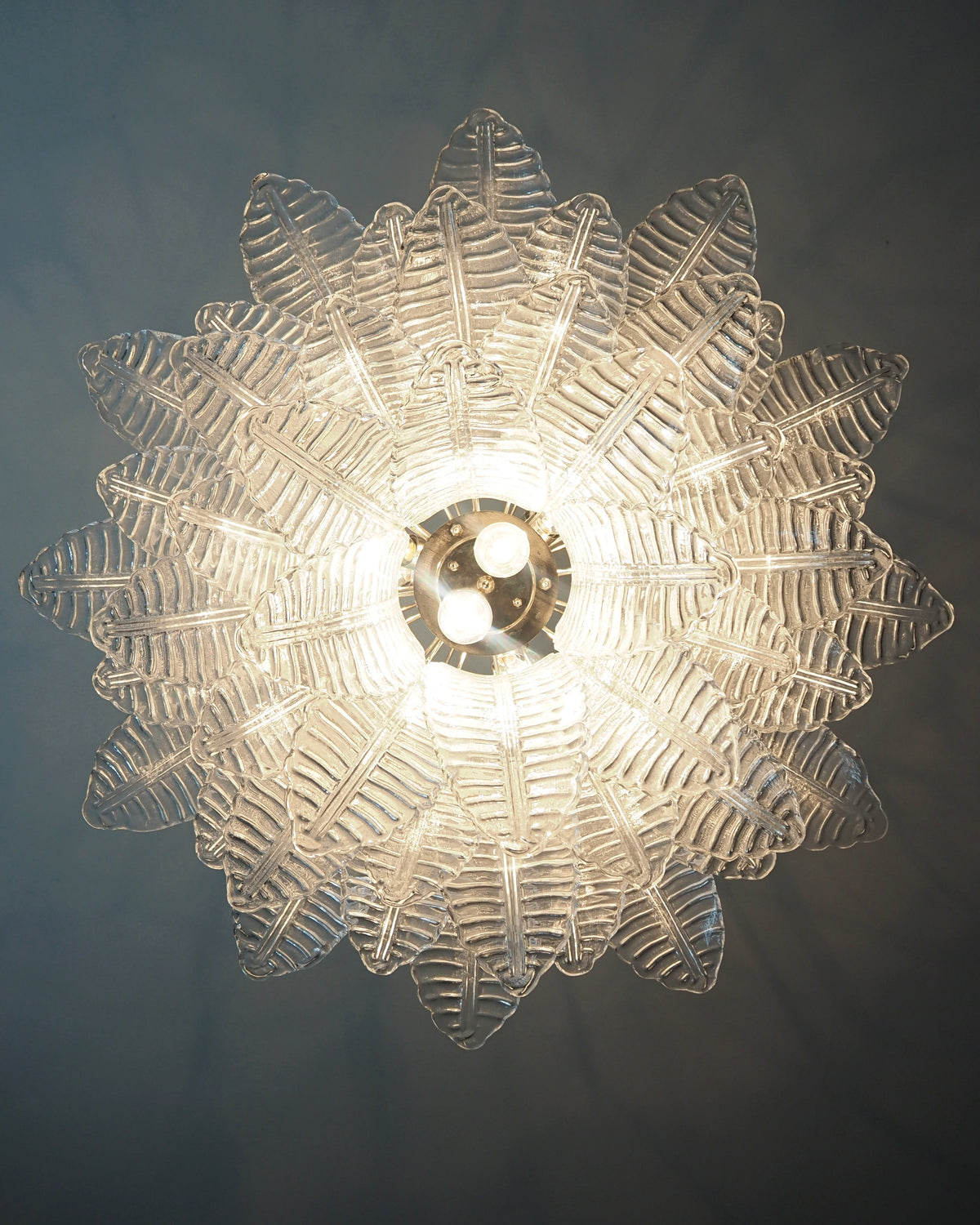 Italian Murano leaf glass chandelier