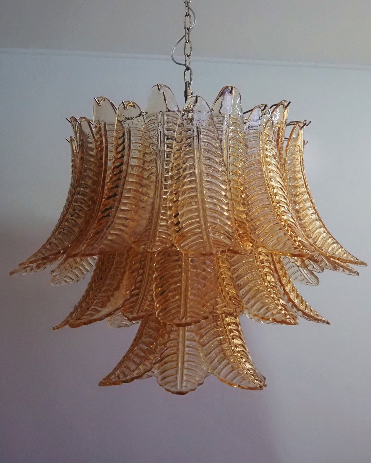 Italian Murano leaf glass chandelier