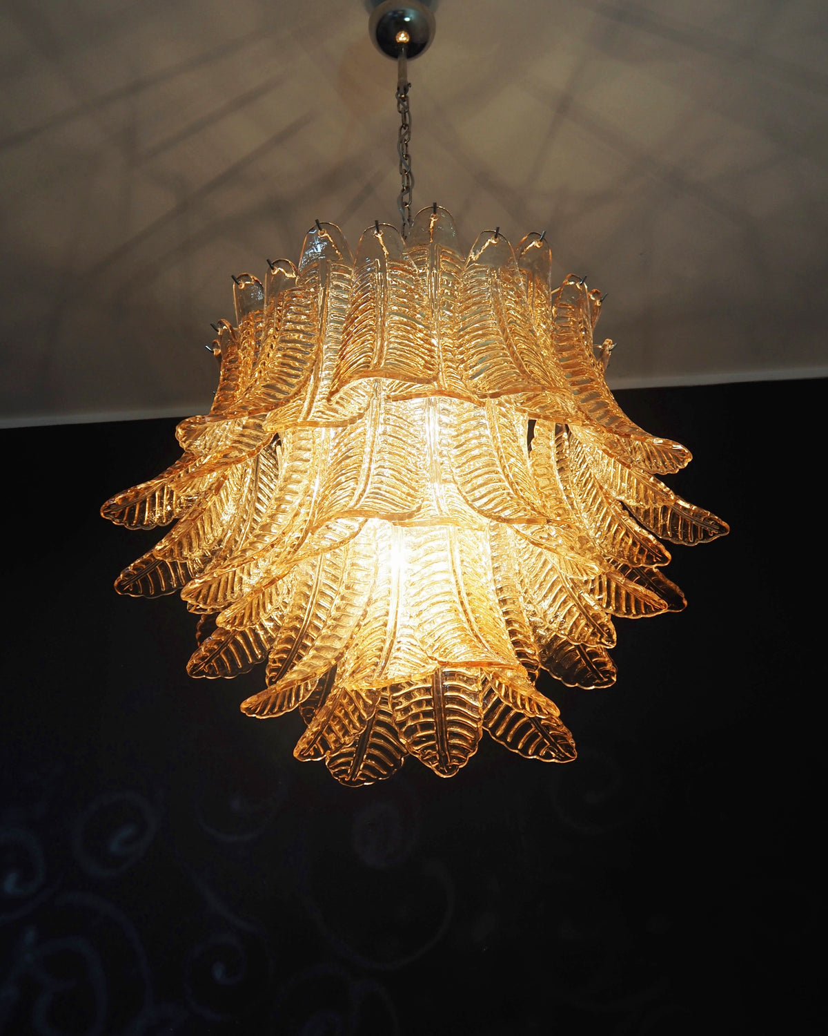 Italian Murano leaf glass chandelier