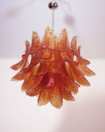 Italian Murano leaf glass chandelier