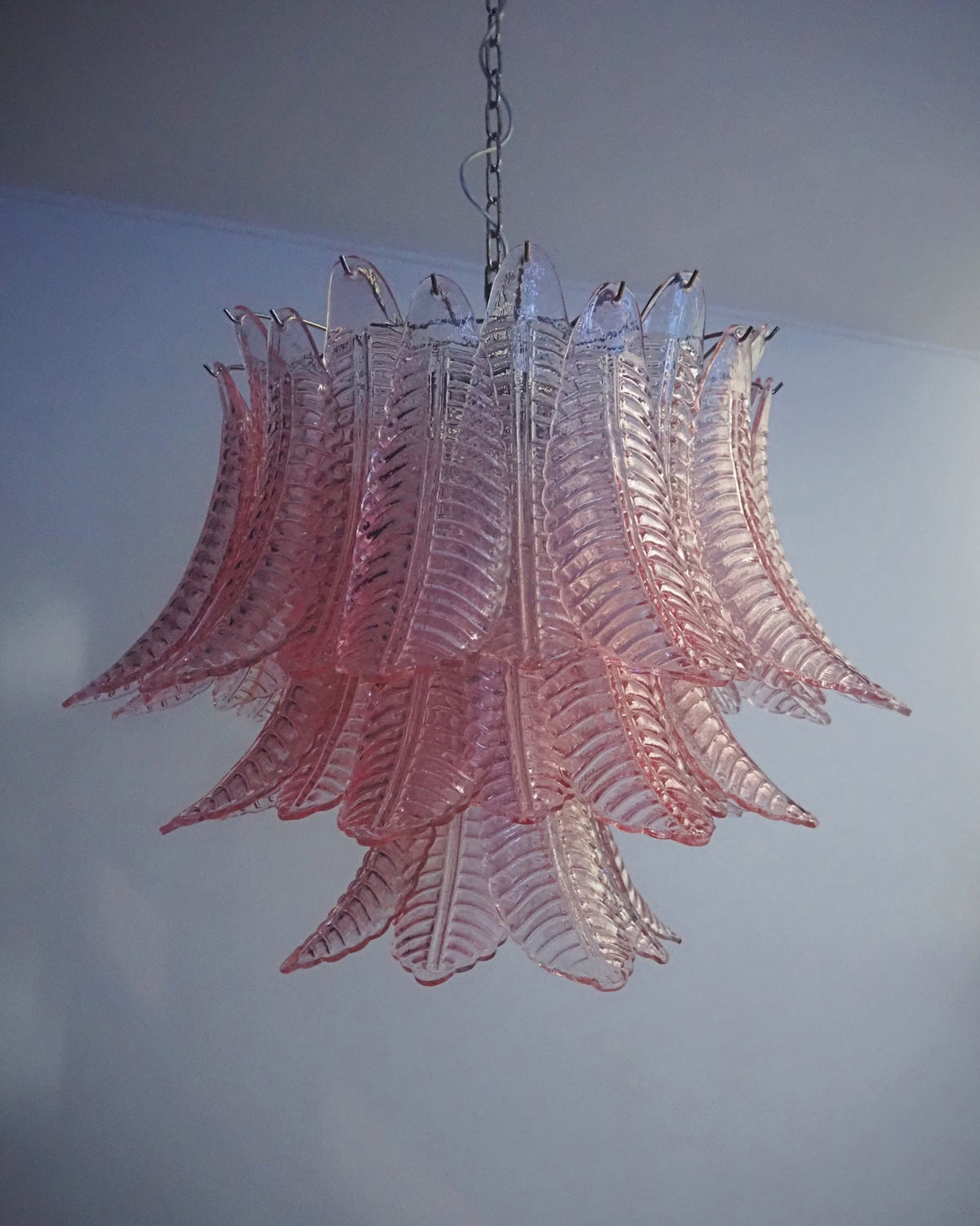 Italian Murano leaf glass chandelier