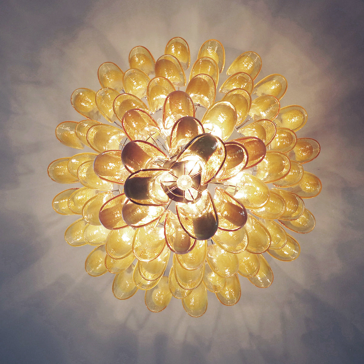 Elongated Murano hand-blown glass chandelier