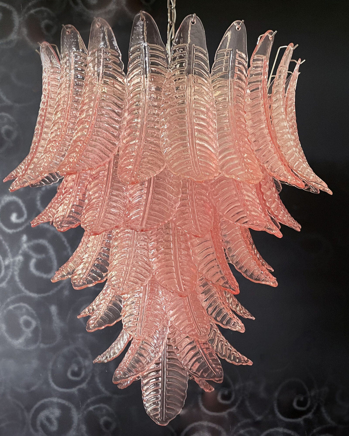 Italian Murano leaf glass chandelier