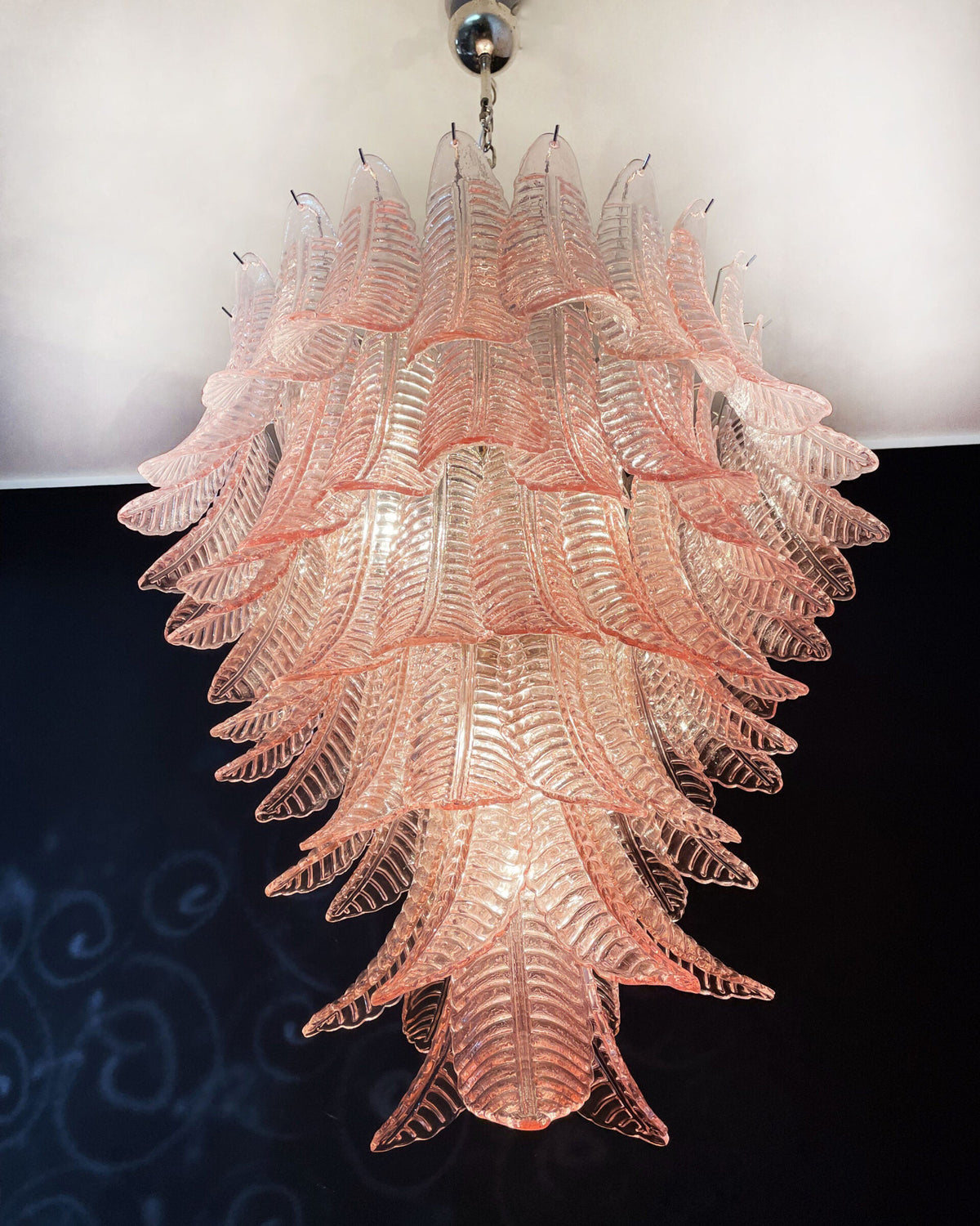 Italian Murano leaf glass chandelier