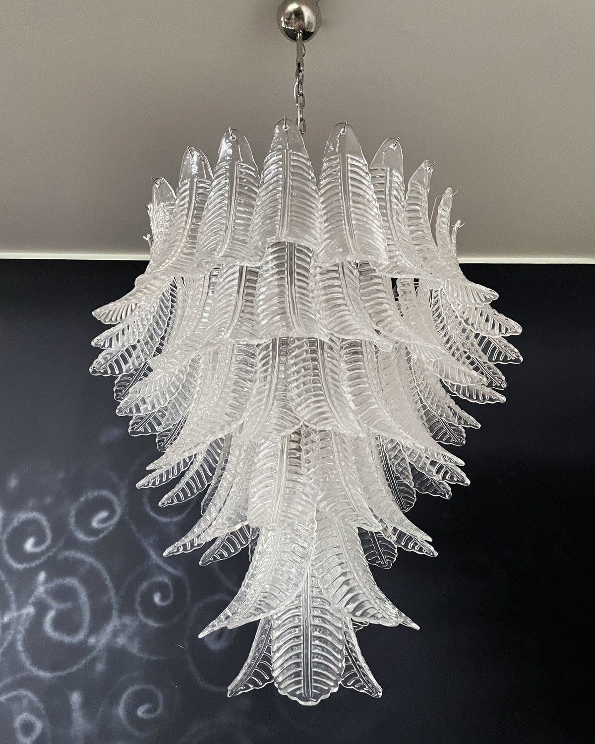 Italian Murano leaf glass chandelier